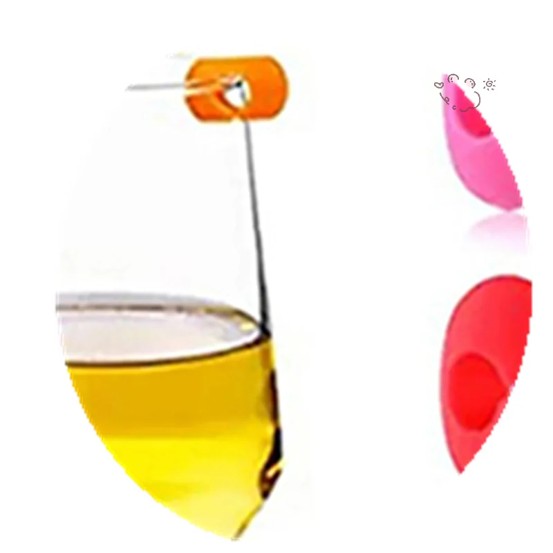 

Silicone Wine Glass Marker Reusable Drink Bottle Cup Label For Goblet Mug Identification Marking Tag Color Random