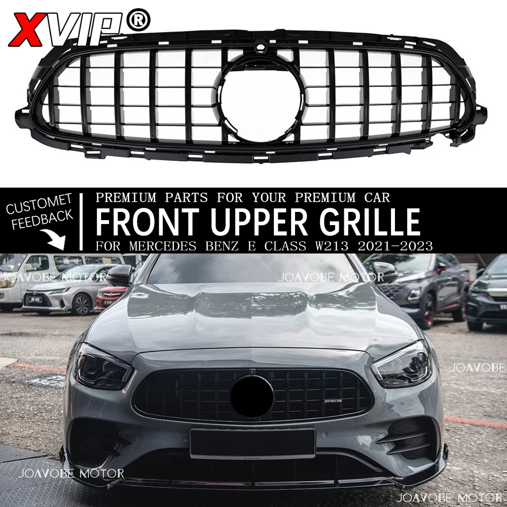 

Глянцевая черная гоночная решетка XVIP в стиле GTR, верхняя решетка для Mercedes Benz E-Class W213 2021-2023 E200 E300 E350 E350e E450 E53 AMG