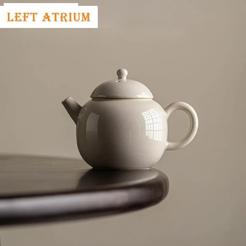 

110ml Handmade Grass Wood Ash Porcelain Teapot Ancient Pot Tea Brewing Kettle with Infuser White Tea Tableware Supplies Craft