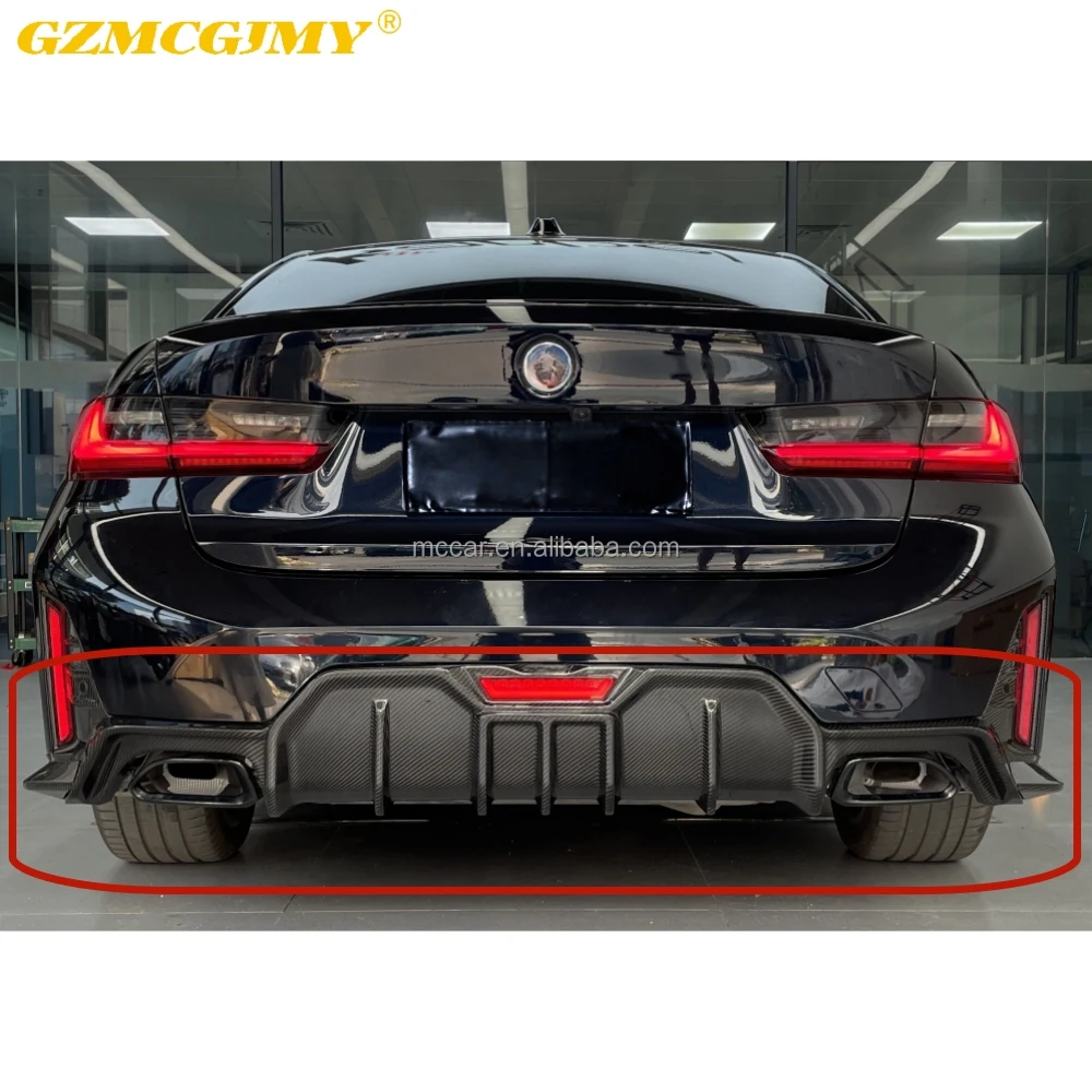 

Dry Carbon Fiber Diffuser Bumper For BMW 3 Series G20 G28 LCI Car Bumpers Car Bumper Rear Diffuser With Horizontal Brake Lights