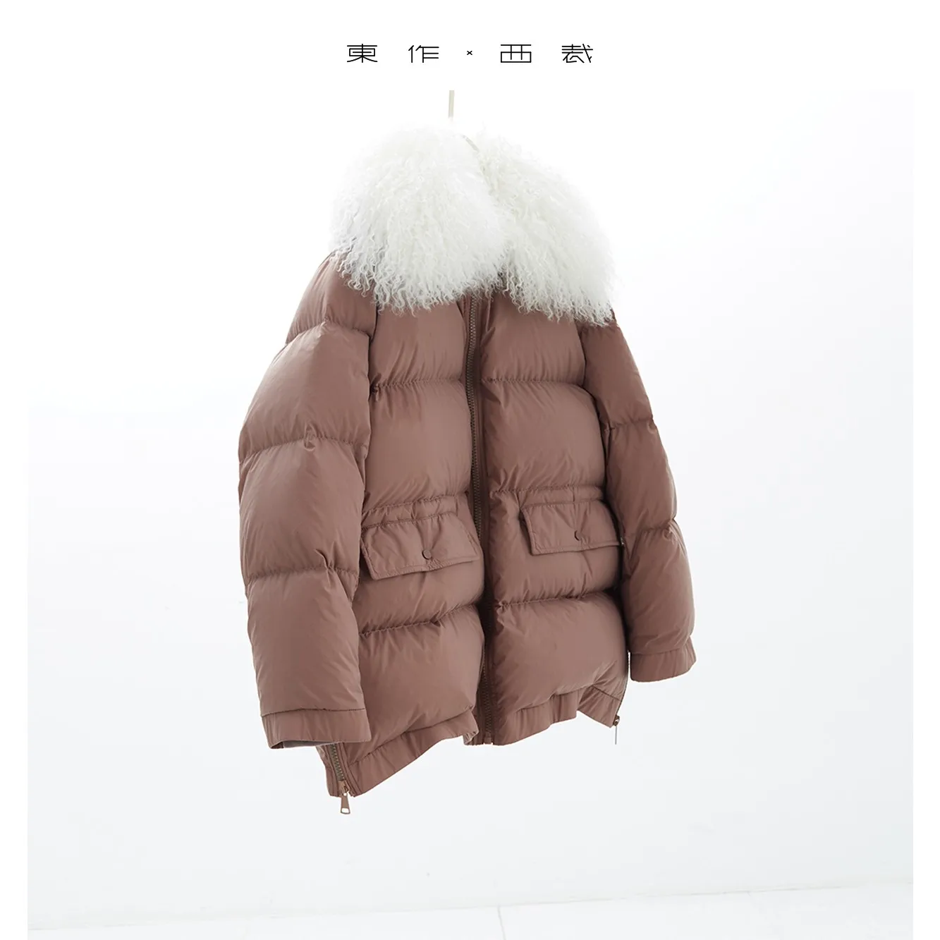 Großer Pelzkragen ~ weiße Entendaunenjacke für Damen, verdickter Wintermantel, neues warmes Oberteil, neuer Stil