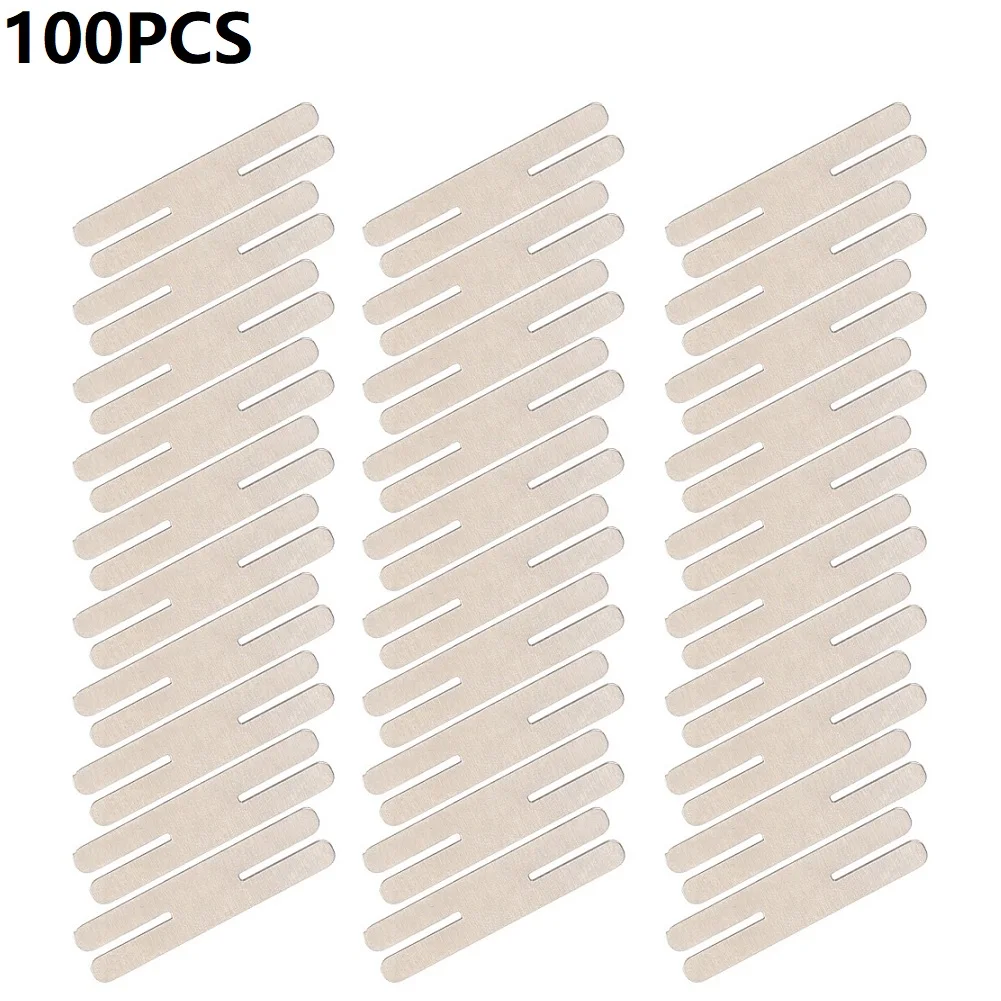 100pcs H Type Nickel Plated Steel Strips for Spot Welding in Battery Cell Interconnects and High Current Power Applications