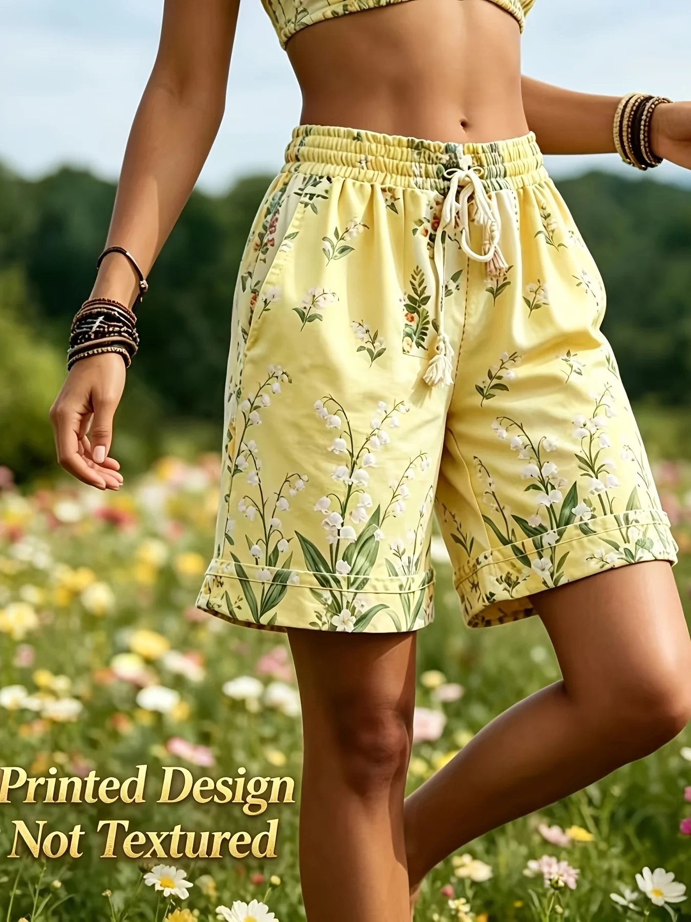 Spring and Summer Vintage Printed Bohemian Style Women's Shorts/For Vacation/Getaway by the Sea/Relaxed and Casual Style/Breathable and Comfortable Fabric/For Prairie/Desert/Camping/Parties/Daily Wear/Parties/Casual Outings/Multi-Scenario Adaptable