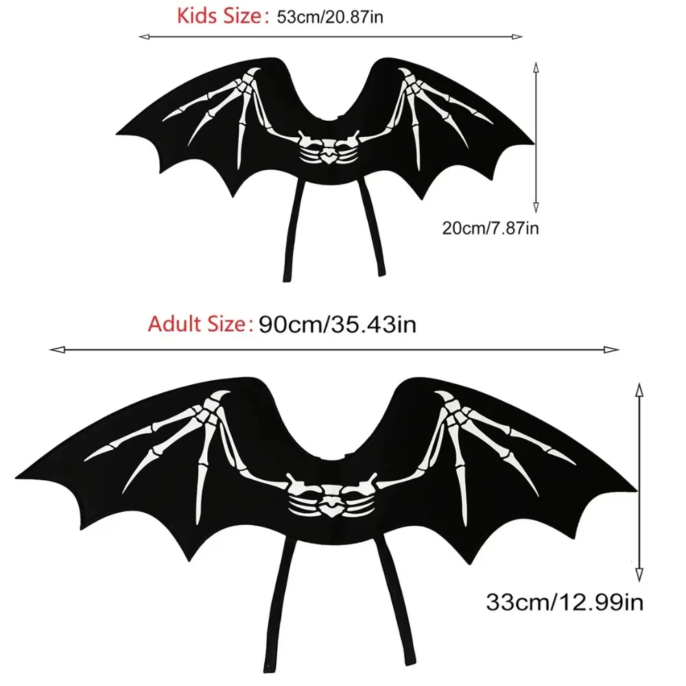 어린이 성인 해골 코스프레 날개 할로윈 소녀 소년 남성 여성 장갑 날개 재미있는 드레스업