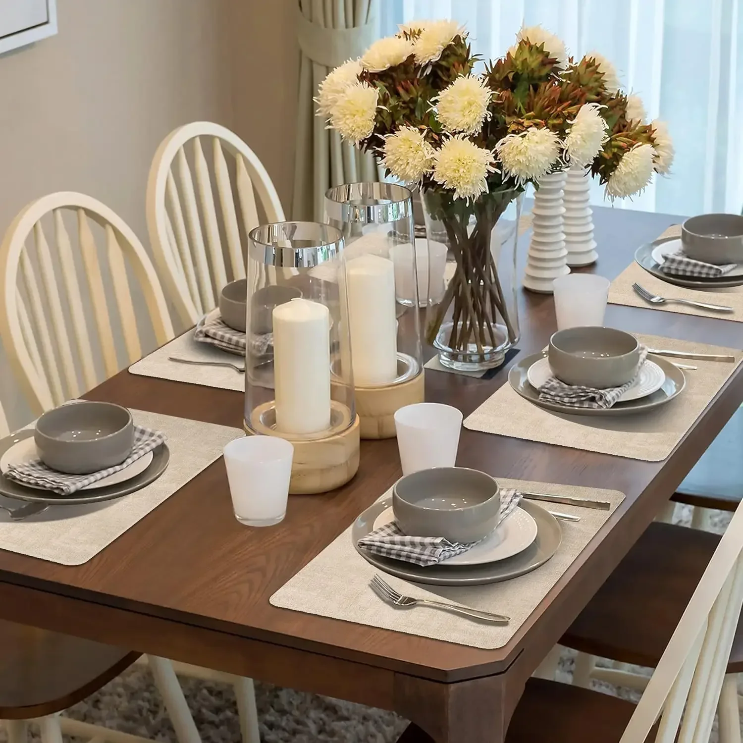 

6/8/12PCS Wedding Faux Leather Placemats Heat Resistant Tablemat Non-Slip Dinner Table Mats Decor For Dining Holiday Party Sage