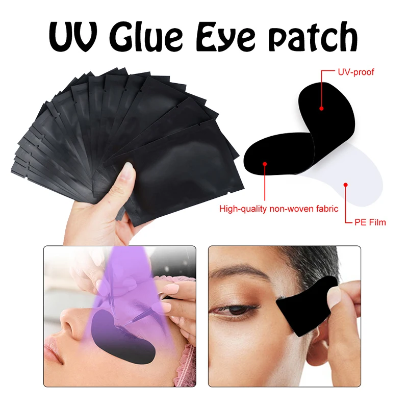 3pcs Black Eyelashes Pacthes UV Curing Insulate Black Eyes Pads Makeup Tools Eyelash Extension Patches Supplies Eyelash Pads