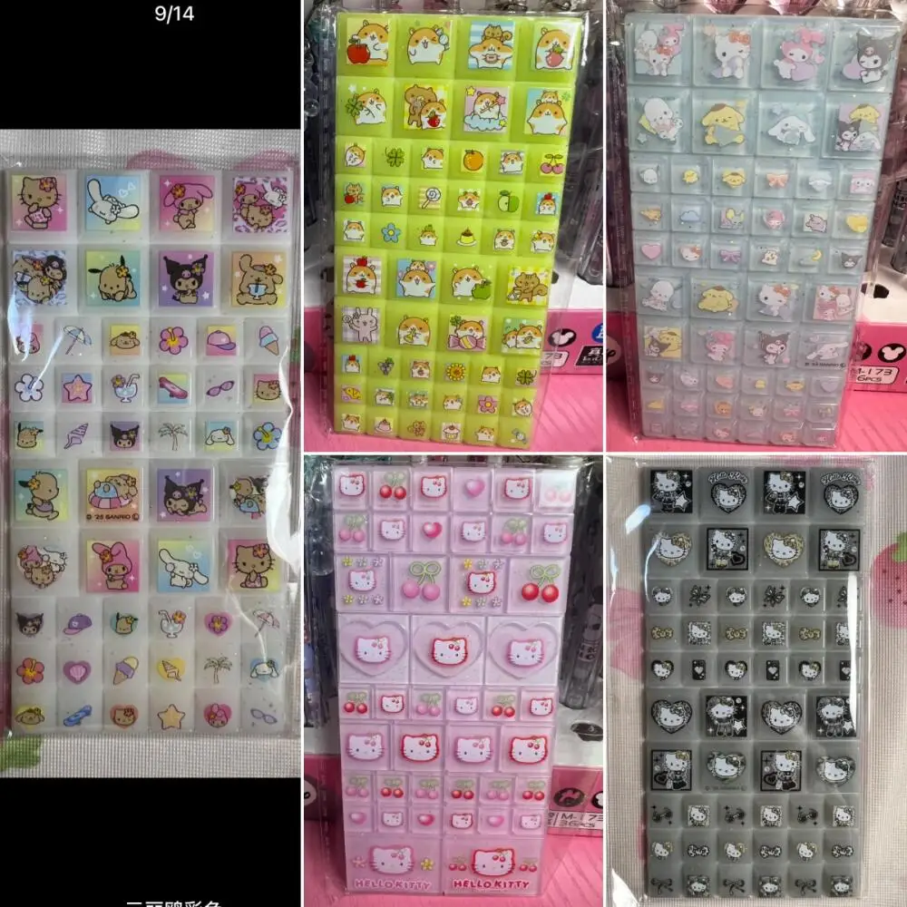

No Backboard Sanrio Black Skin Hello Kitty Usahana Coro Coro Kuririn 3D Square Block Sticker Diy Notebook Camera Girl's Birthday