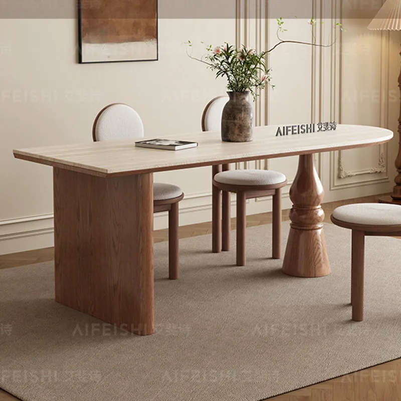 Nordic Wood Dining Table Lounge Designer Corner Reception Space Saving Dining Table Restaurant Center Muebles Home Furniture