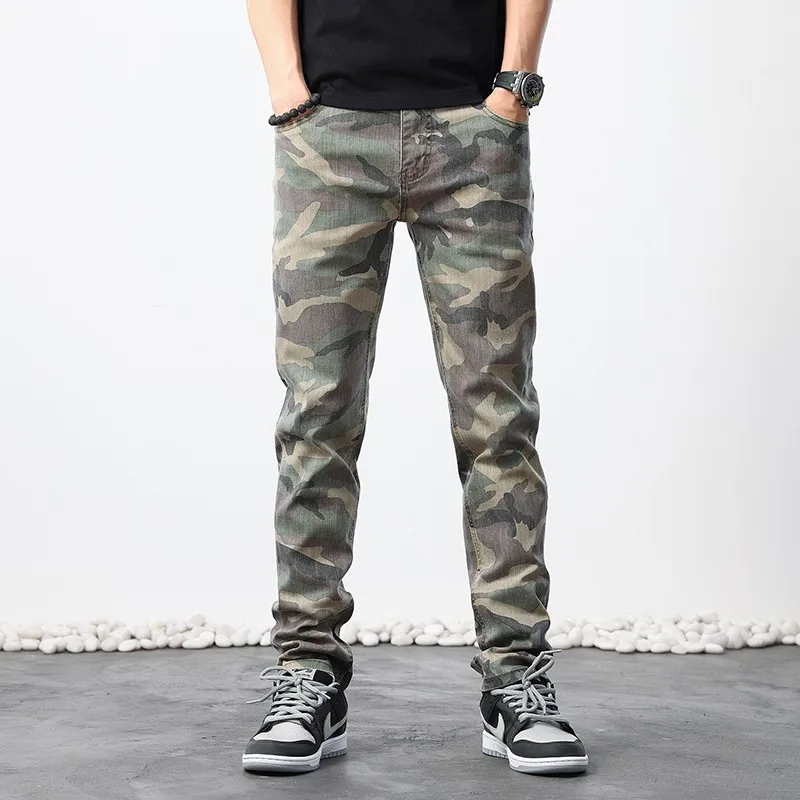 

Fashion Streetwear Men Jeans Camouflage Slim Fit Elastic Stretch Vintage Jeans Men Trousers Pocket Designer Denim Pants