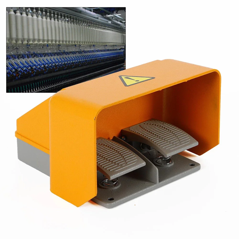 Industrial Double Pedal Foot Switch Heavy Duty Aluminum Alloy NO For Machine Tool Stamping Bending Equipment Control Tool