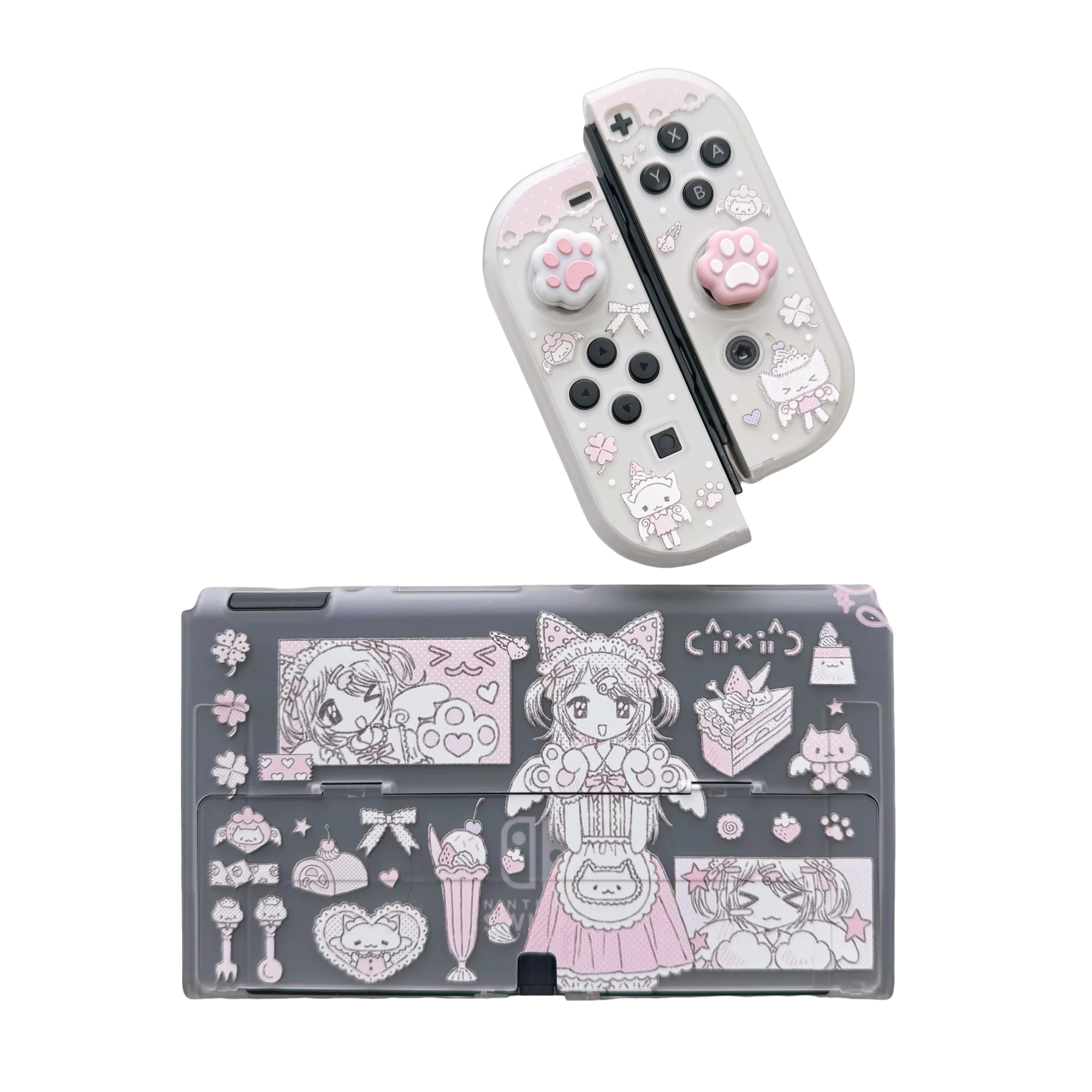 Kawaii Switch 2 Protective Case Anime Girl Gamin Console Dock Cover for Nintendo Switch 2/OLED Joy-Con Hard Case Dock Compatible view 6