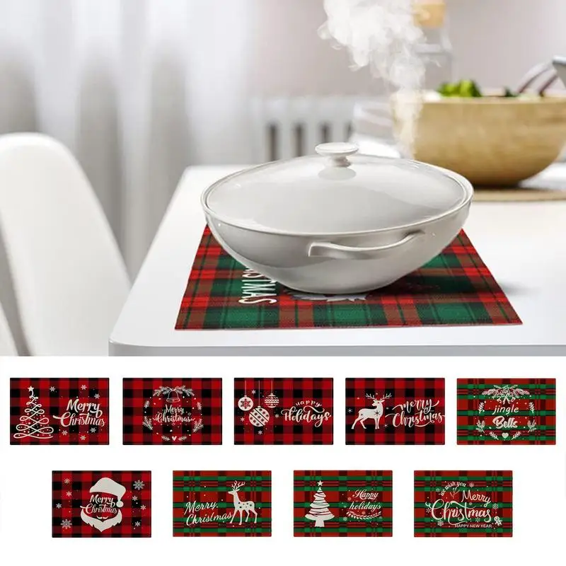 

Christmas Plaid Placemat Christmas Tree Snowman Alphabet Plaid Linen Table Runner 2024 Christmas Party Table Runner Decoration