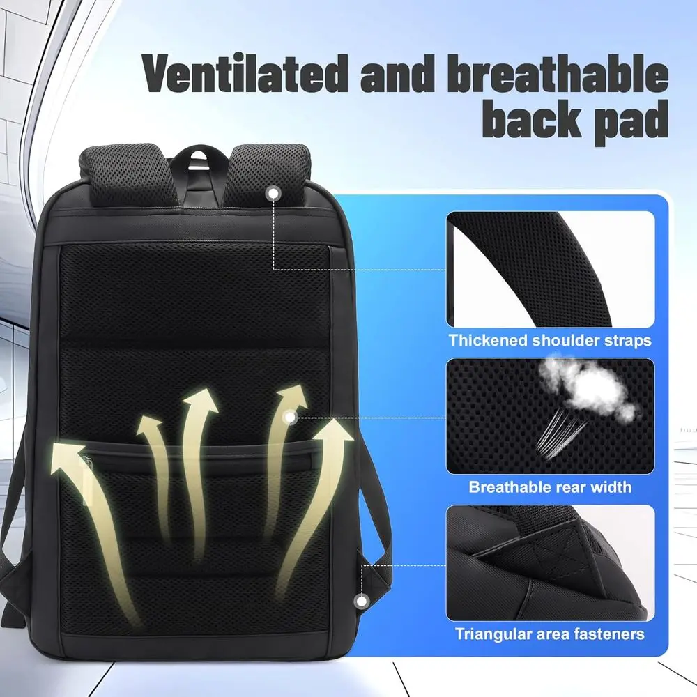 Sac à dos BusinSmart avec serrure TSA, sac à dos pour ordinateur portable imperméable, port de charge USB, sac à dos anti-vol, 180 °   Conception d'ouverture