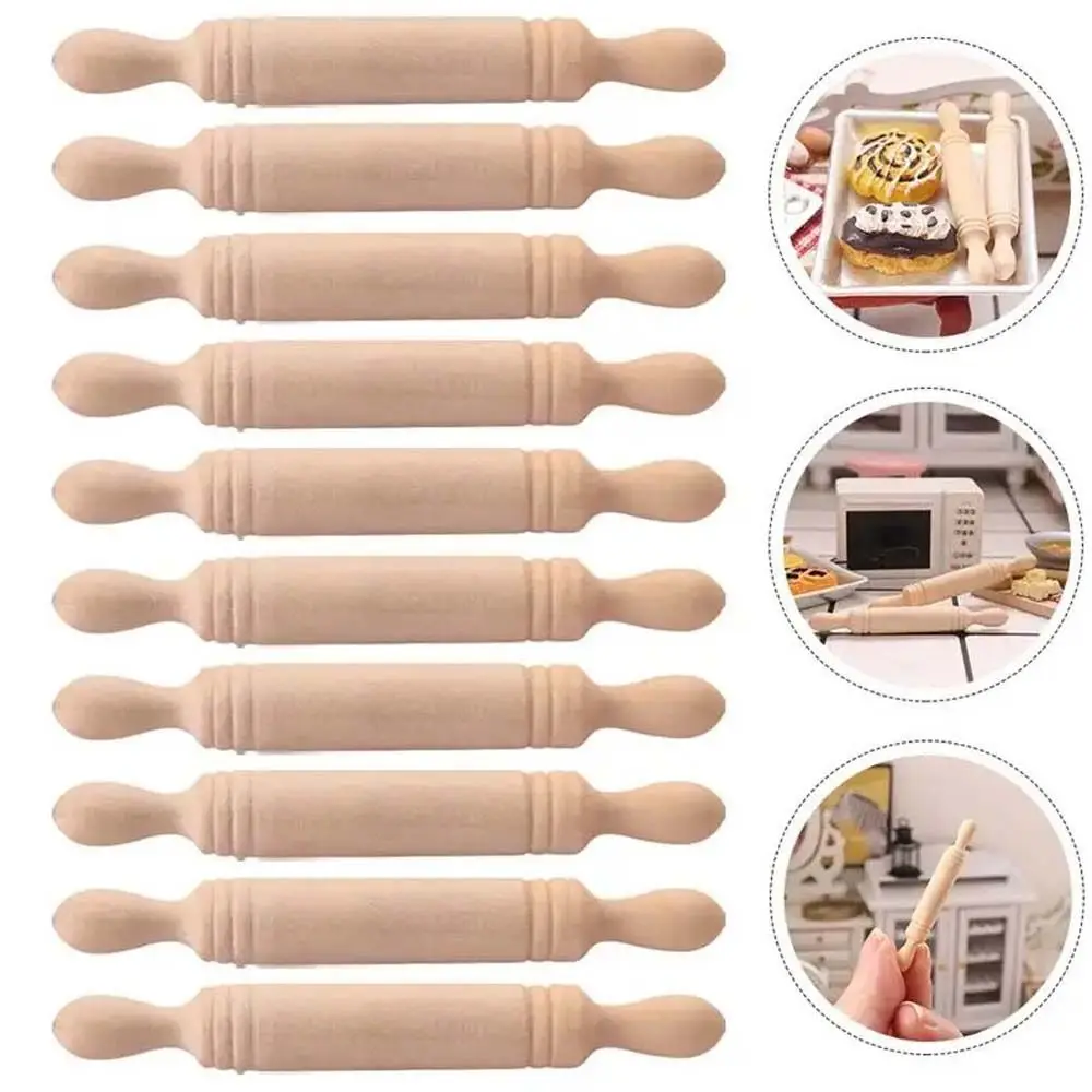 10pcs Mini Wooden Rolling Pin Wooden Rolling Pin House Rolling Pin Models Bakery Accessories Wood Kichen Accessories