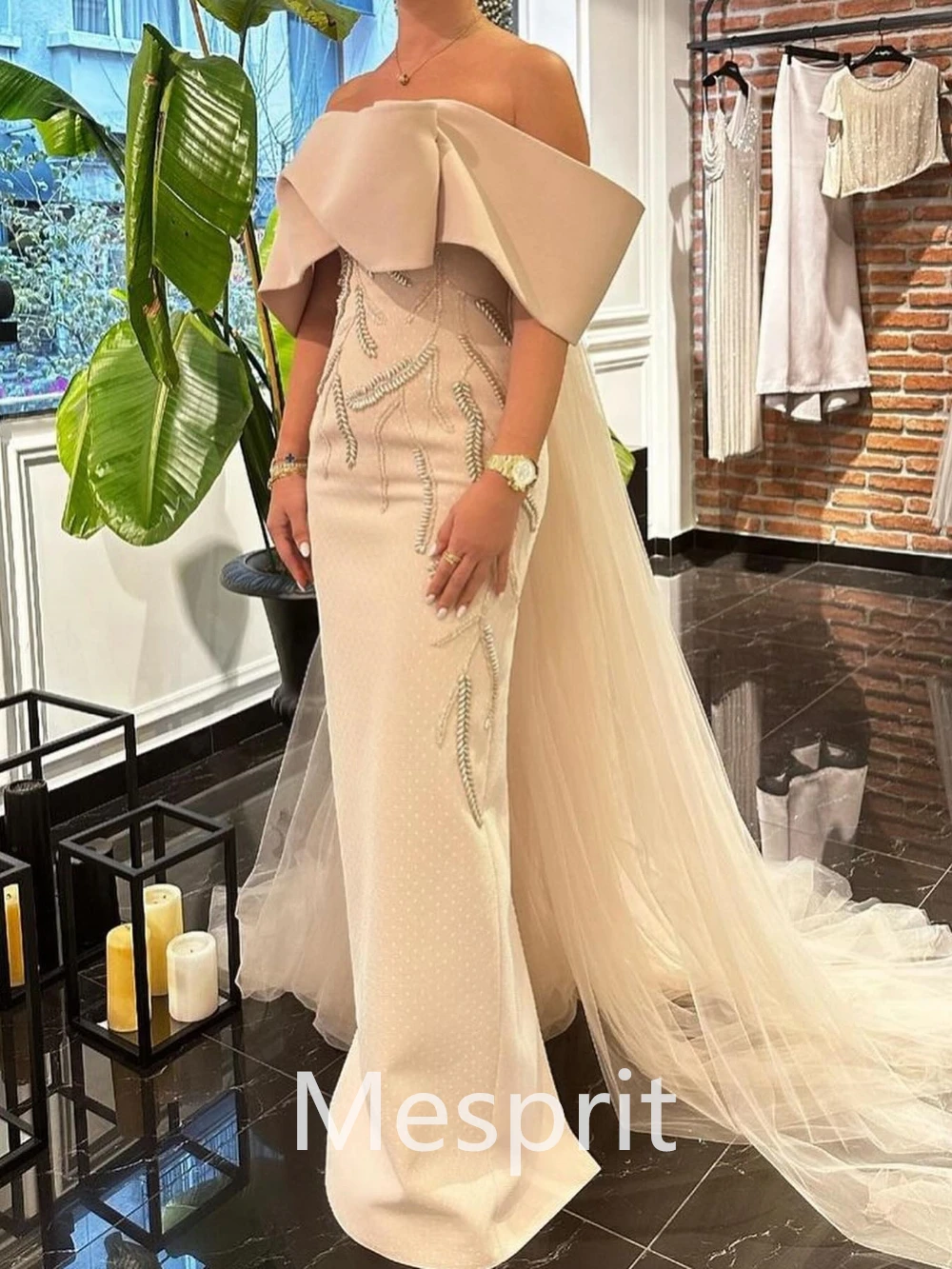 Vestido Sereia Fora do Ombro Aberto De Costas, Lantejoula De Água, Bola Mesquot, Elegante Vestido Personalizado, Arábia Saudita, Requintado