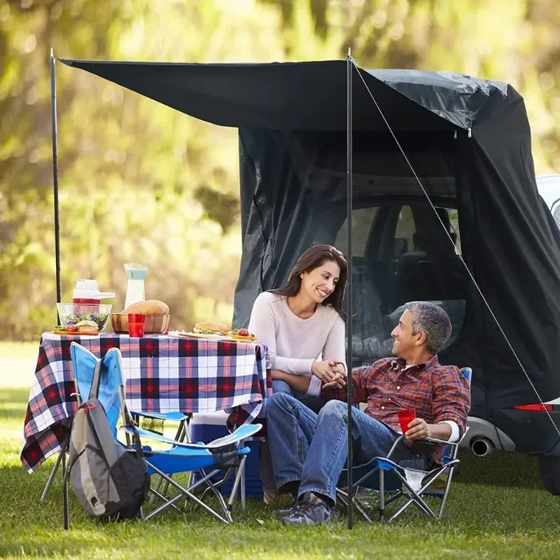 Tenda de extensão de porta-malas para carro, suv, viagem ao ar livre, acampamento, porta traseira, guarda-sol, à prova d'água, toldo, acessórios externos de carro