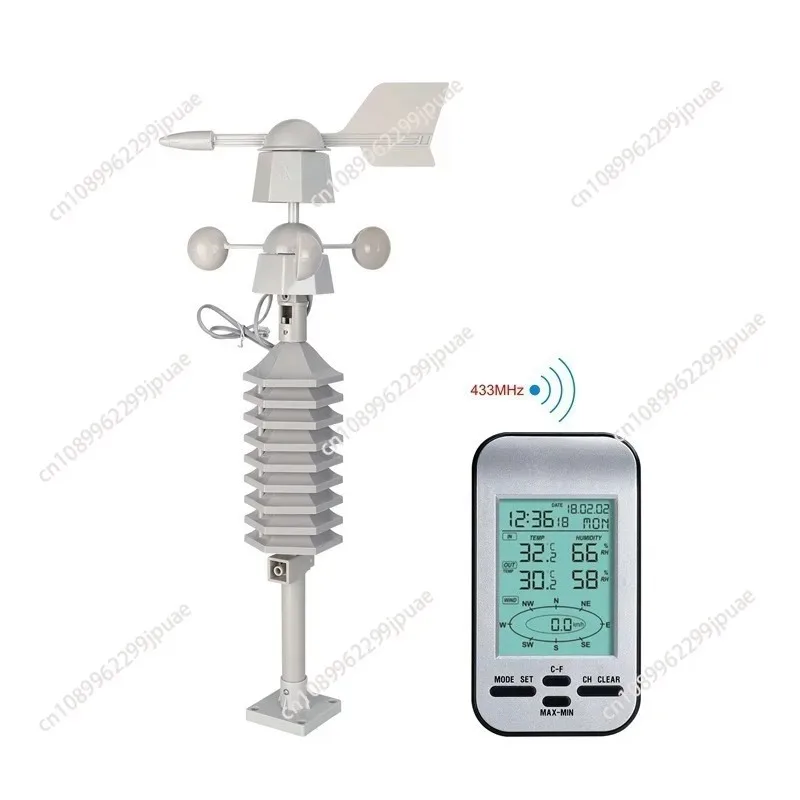 Multifunctional Weather Monitoring Sensor Wind Speed Direction Tester Digital Temp Humidity Measuring Device Home Outdoor Use