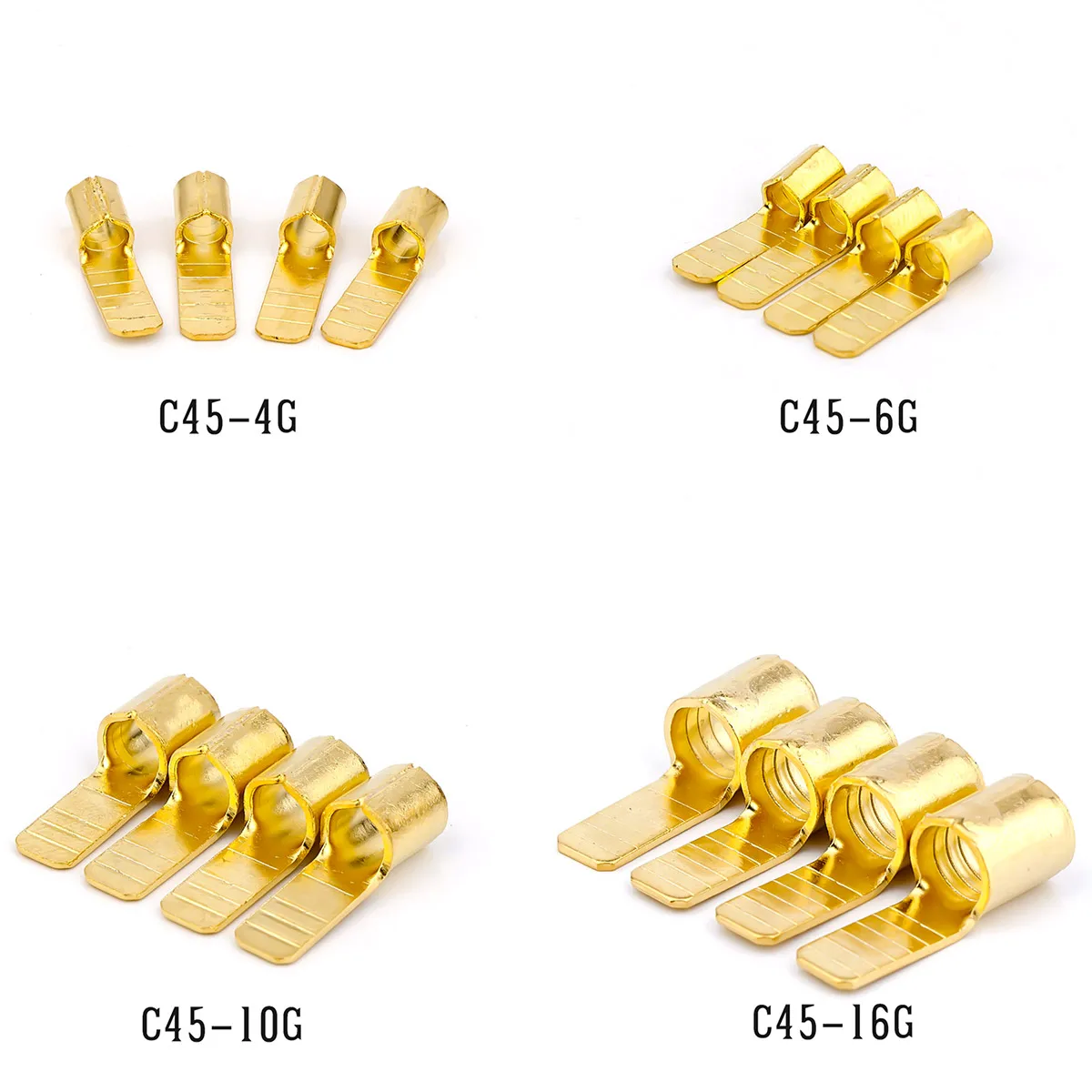 6pcs Gold Plated C45-4 C45-6 C45-10 C45-16 square insert DZ47 open pin shaped copper solder joint nose cold pressed End