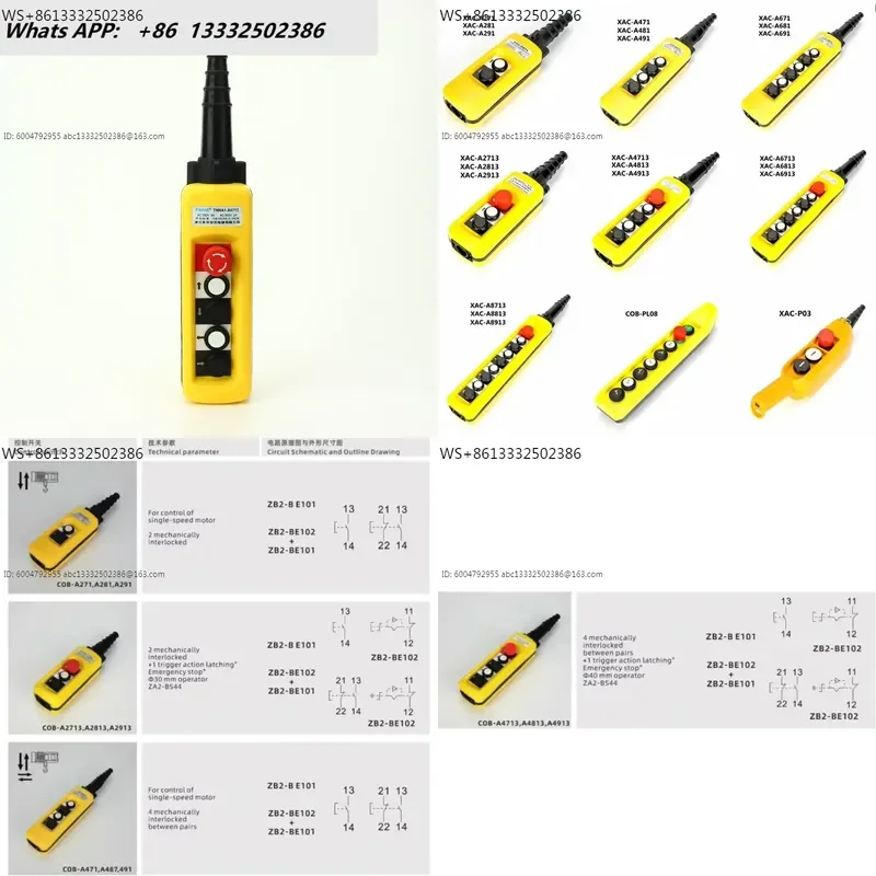 1PCS NEW Pendant Control Stations fits XAC A4713 A4813 A4913 single-speed Estop 4 buttons