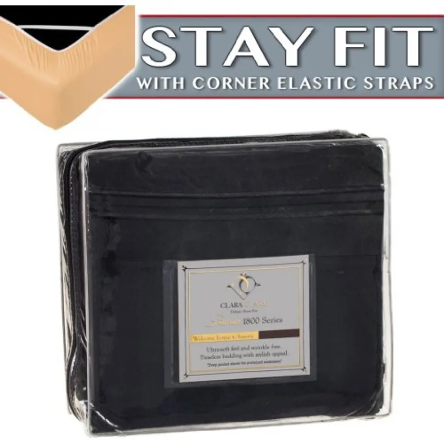 1800 Series Bed Sheet Sets - Stay fit on Mattress with Elastic Straps at Corners