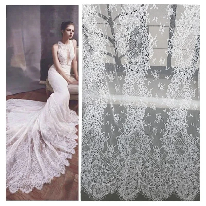 

Exquisite and Soft Skin Friendly Eyelash Lace Embroidery Fabric, Handmade Wedding Clothing Sewing Fabric Background Decoration