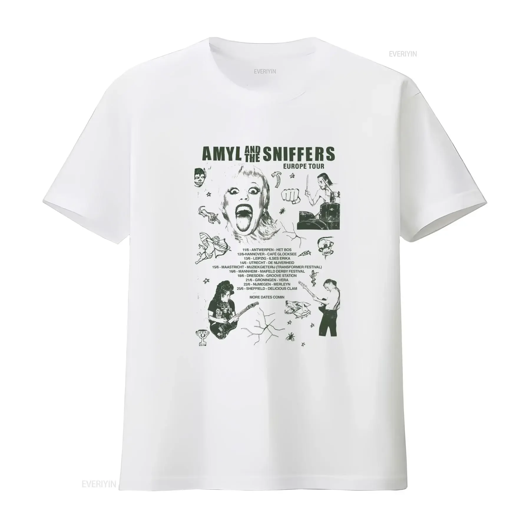 Amyl and The Sniffers Band EUROPE Tour Dates T Shirt Full Size S 5XL vintage Washed Top For Everyday Wear homme Soft Versatile