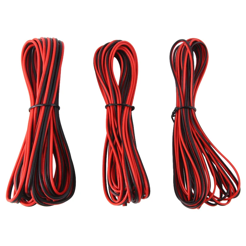 Cable eléctrico de 2 pines, 12V, 5M, 22/20/18AWG, Cable de extensión de tira LED para altavoces, conector de batería de Audio, 3 uds.