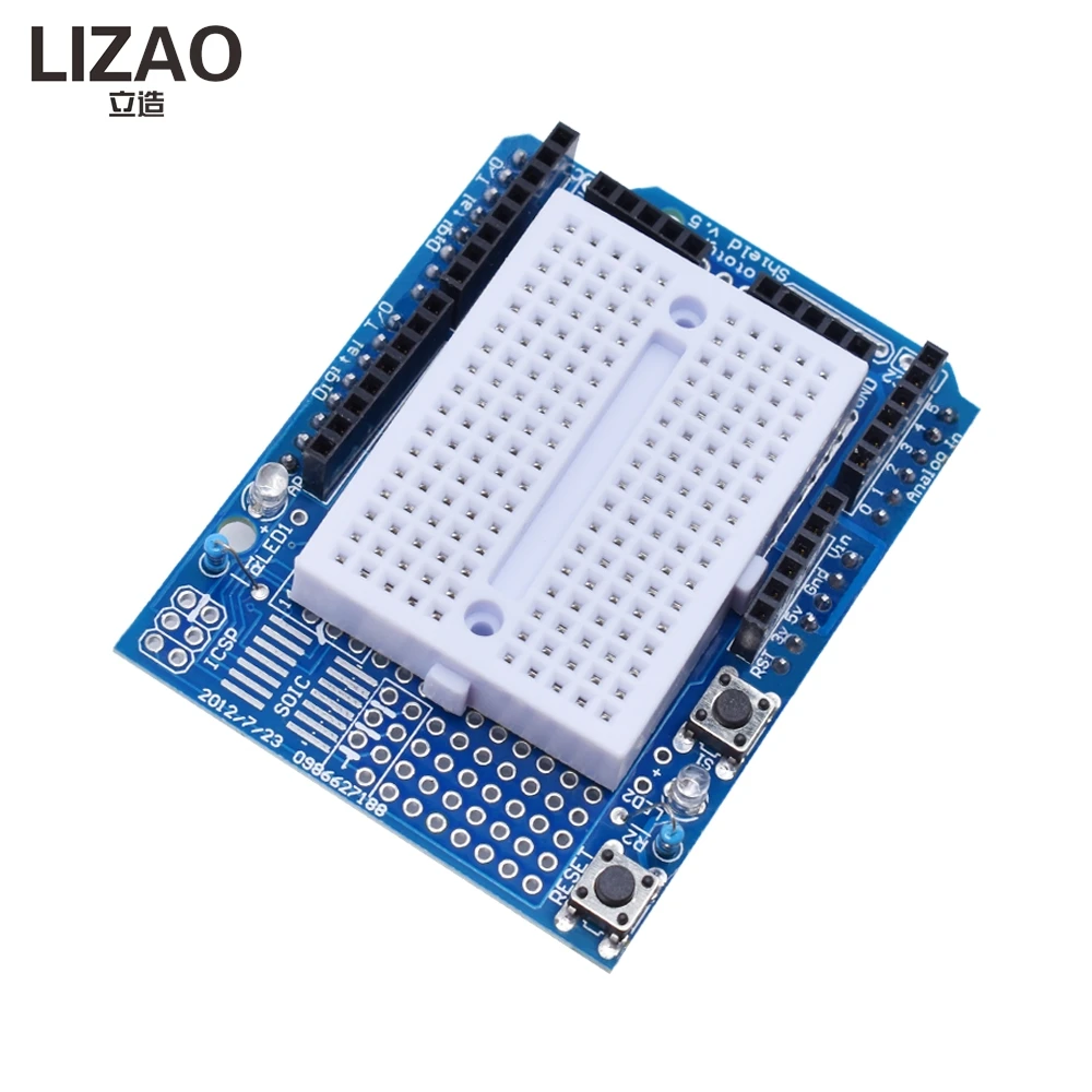 Placa de Extensión Prototipo LIZAO UNO R3, ProtoShield con Mini Breadboard para Proyectos de Aprendizaje y Robótica con Arduino