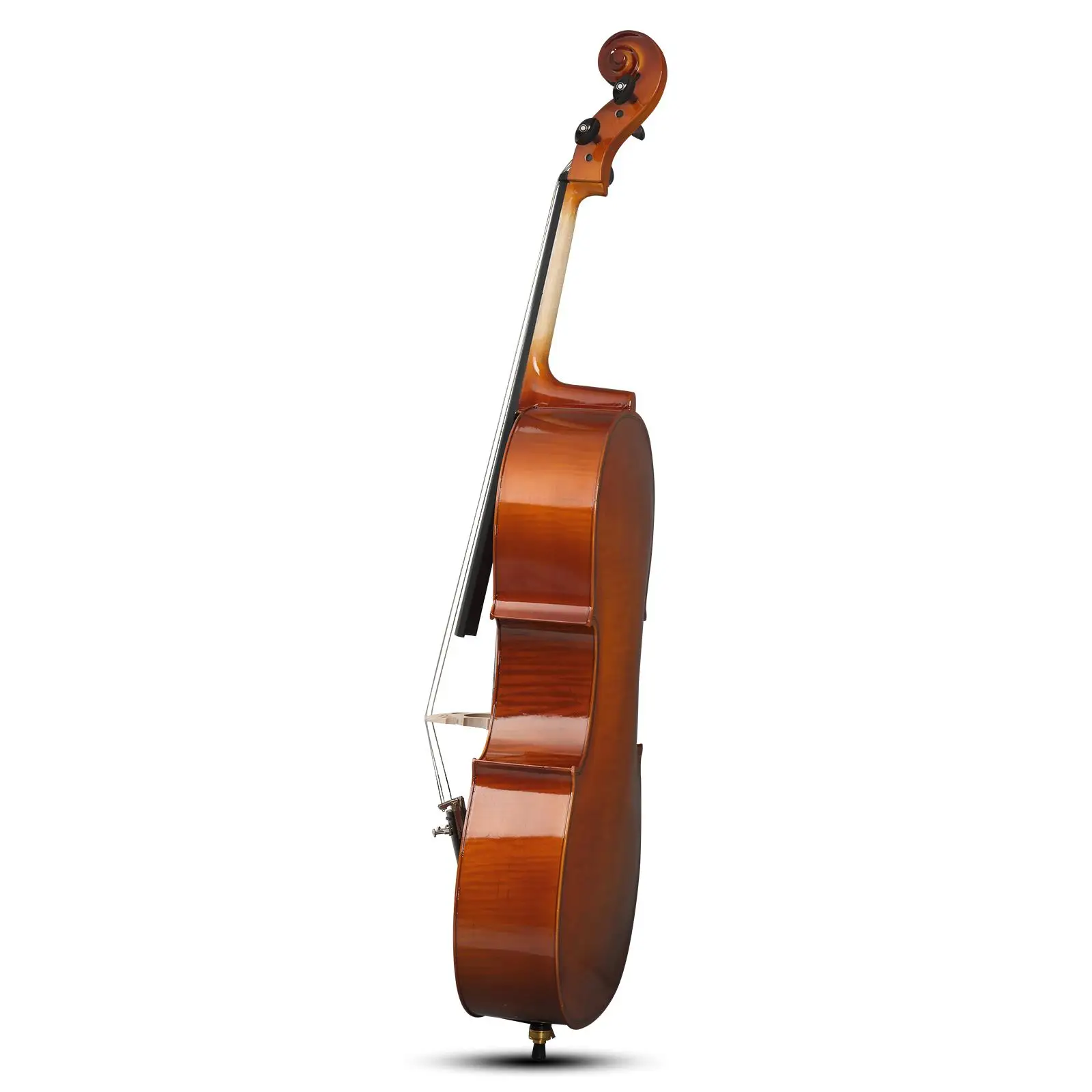 4/4 Natural Spruce Cello with Tiger Pattern - Includes Bag, Bow, Rosin, Bridge & Strings