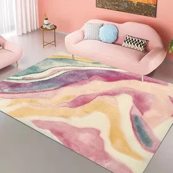 Ins Pink Rainbow Living Room Carpet Modern Cute Girl's Room Decor Rug Soft Bedroom Carpet Painting Decoration Mat for Children
