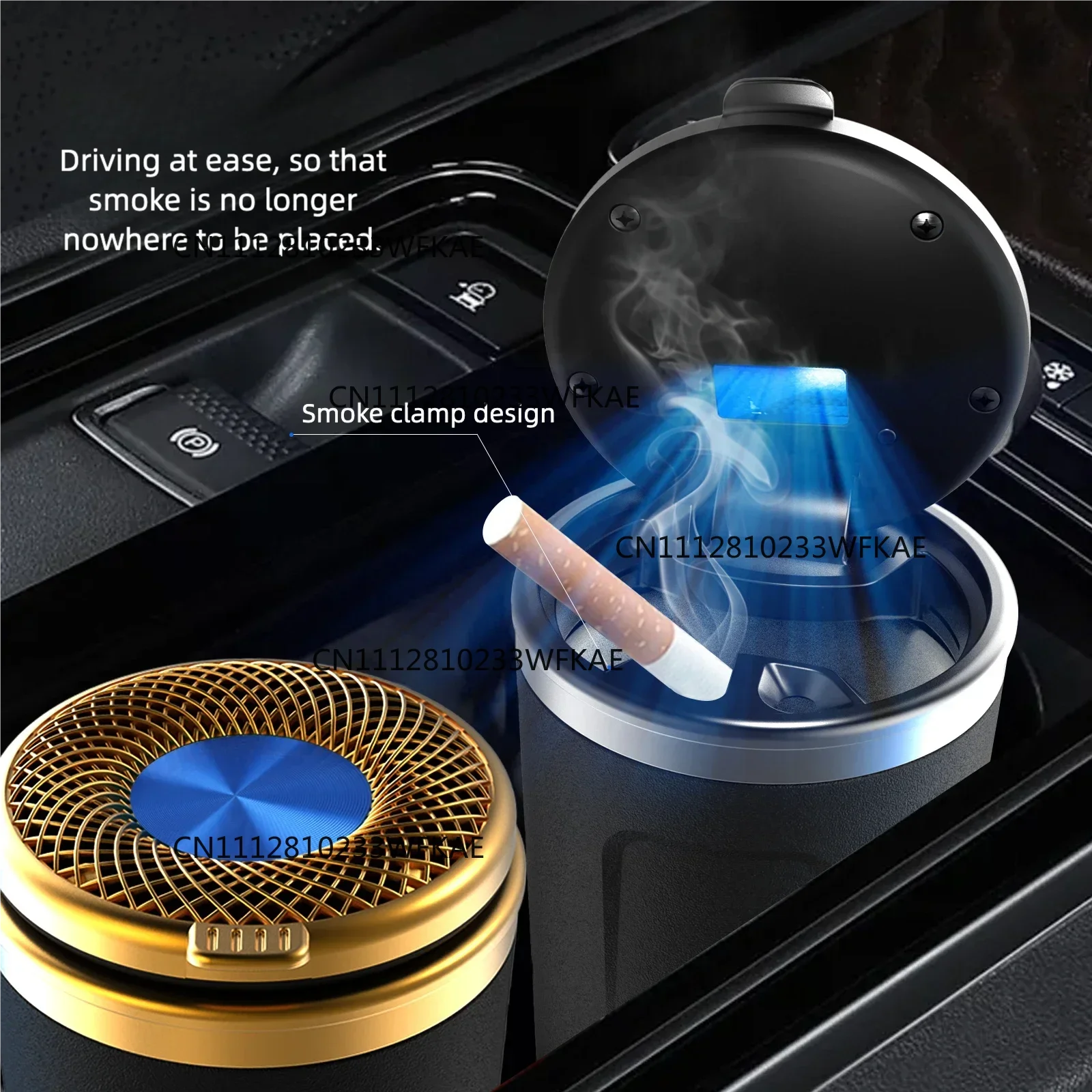 Luxury Car-Mounted LED Ashtray, Resistant to High Temperatures