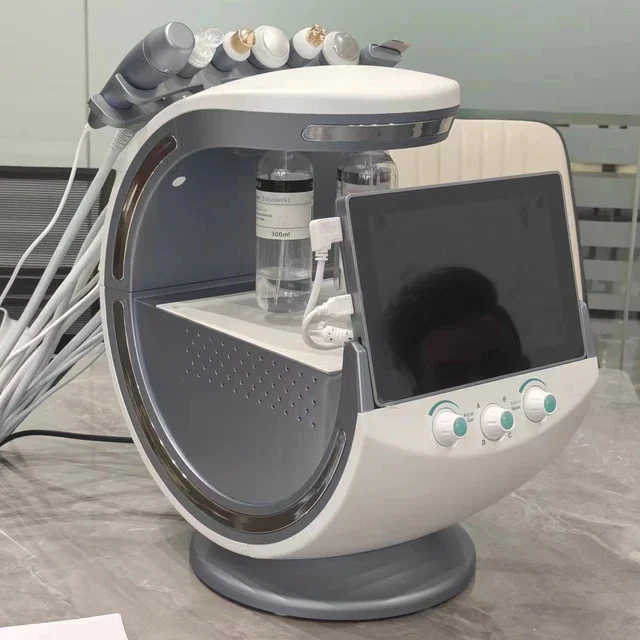 7 In 1 Ice Blue Smart Facial Cleansing Skin Analyzer Deep Pore Vacuum Hydrofacial Anti-aging Mirror Skin Analyzer Machine