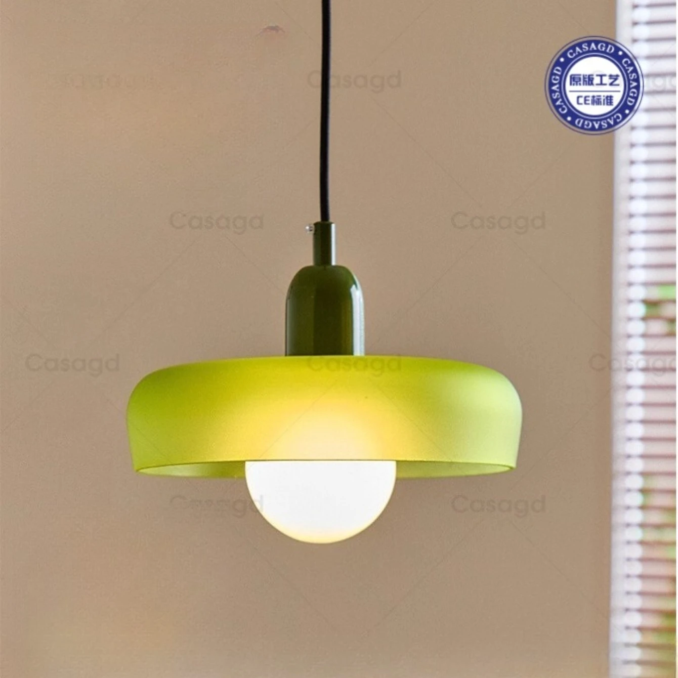 خمر ممفيس السرير قلادة ضوء مطعم الإبداعية كريم نمط مصمم ضوء الزجاج الأخضر #1