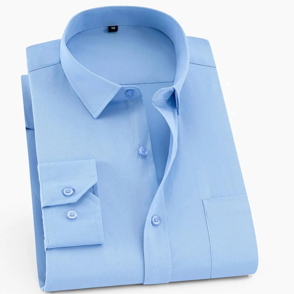 

6XL 7XL 8XL 9XL Men's Long Sleeve Lapel Blue Shirt 10XL 11XL 12XL 13XL 14XL Business Casual Office Professional 8 Color