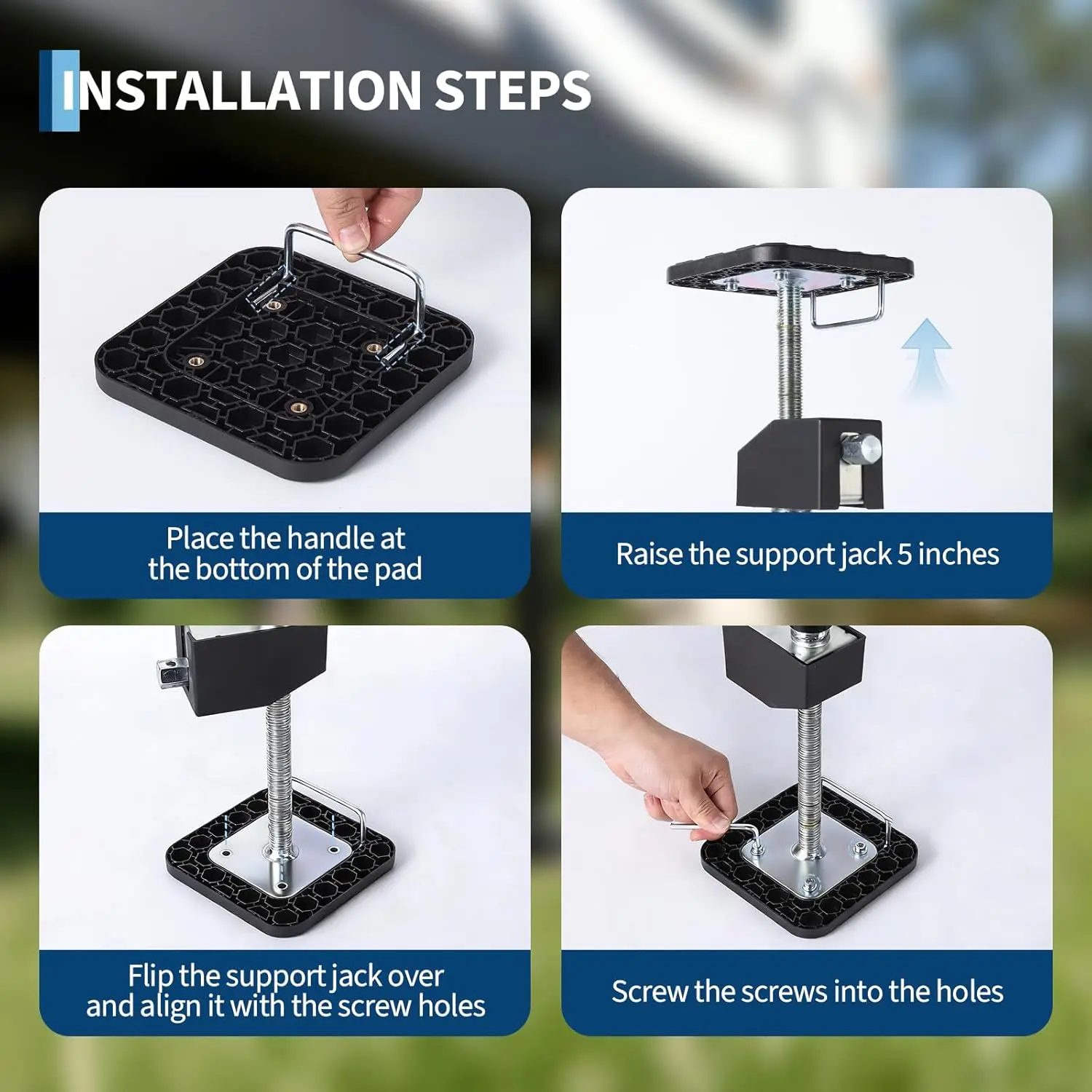 Tacleekii 2 4 Pack RV Slide Out Supports Jack with a Flat Top Support Block RV Stabilizer Jacks Supports Up to 5000lbs 20