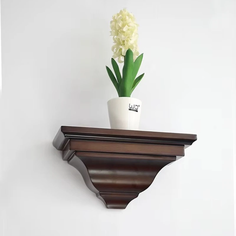 

European Solid Wood Floating Shelf, Wall-Mounted Rustic Bracket, Decorative Wall Panel for Living Room or Kitchen