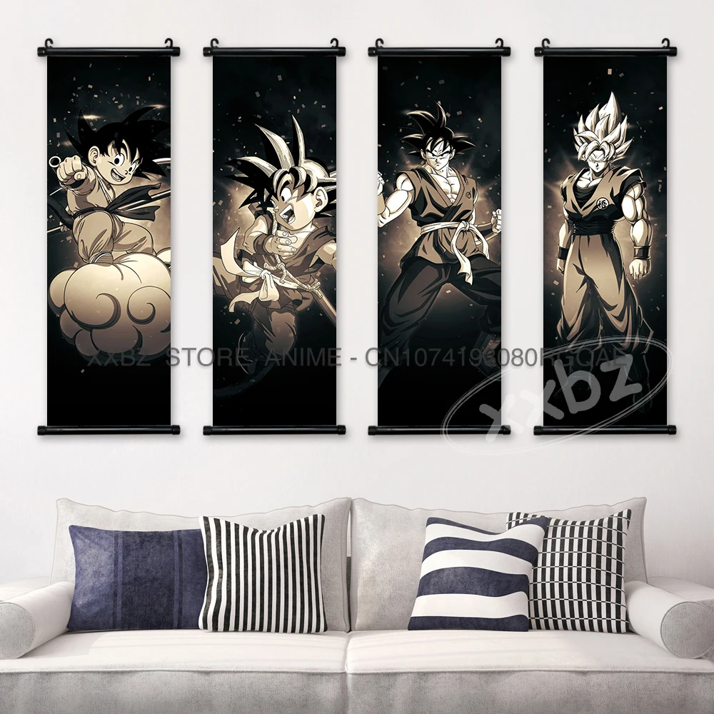 Dragon Ball Scrolls Picture Goku Anime Wall Artwork Hanging Painting Kakarot Home Poster Canvas Latest Bedroom Saiyan Decoration