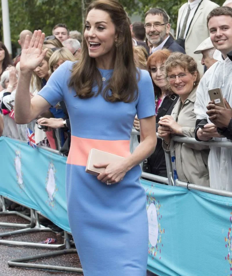 New Summer Women Blue Midi Dress Kate Middleton Princess Patchwork Dresses Short Sleeve O-Neck Work Lady Dresses Size XXXXL view 2