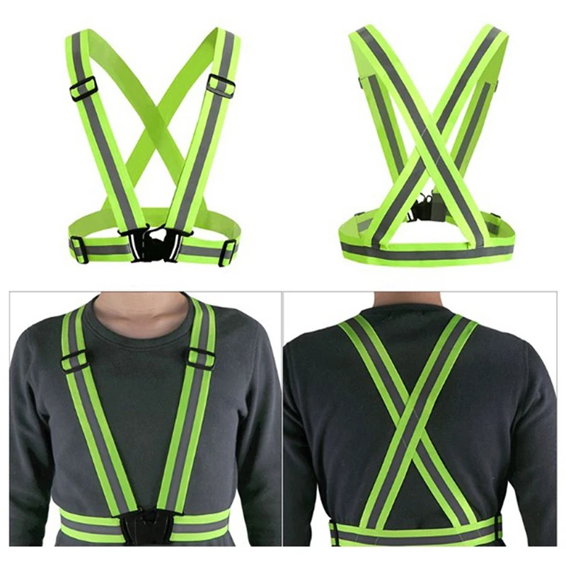 Adjustable Outdoor Safety Vests Night Walking Highlight Reflective Vest Lightweight Biking Safety Straps Waterproof Running Gear