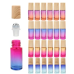 10/20/30/50pcs Thick Glass Roll On Bottle 5ml Gradient Color Empty Bottle Roller Ball Bottle Perfume Essential Oil Travel Kit