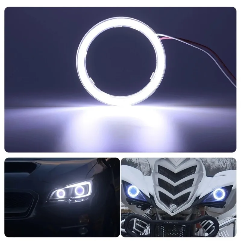 2pcs Car Motorcycle LED Angel Eyes Ring Lights - 60mm/2.3in - Bright Lights