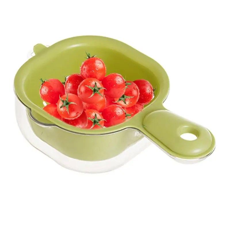 

Vegetable Washing Basket Small Berry Colander 2-in-1 Veggie Washing Bowl With Handle Soak Wash And Drain Double-Layer Strainer