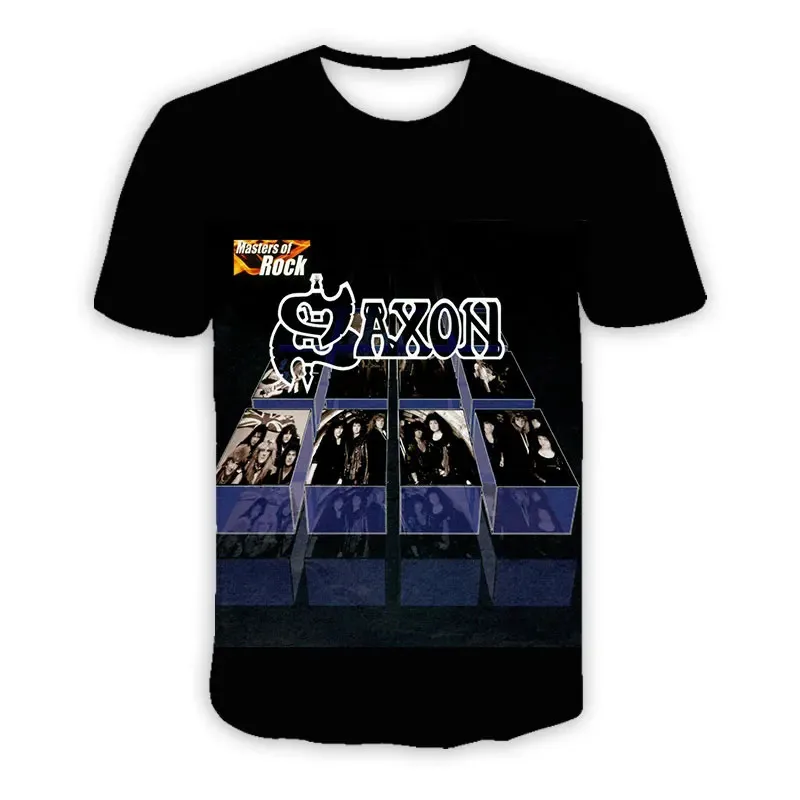 SAXON Band 캐주얼 티셔츠 3D 프린트 남성 힙합 티셔츠 패션 하라주쿠 반소매 o 넥 키즈 탑 유니섹스 의류