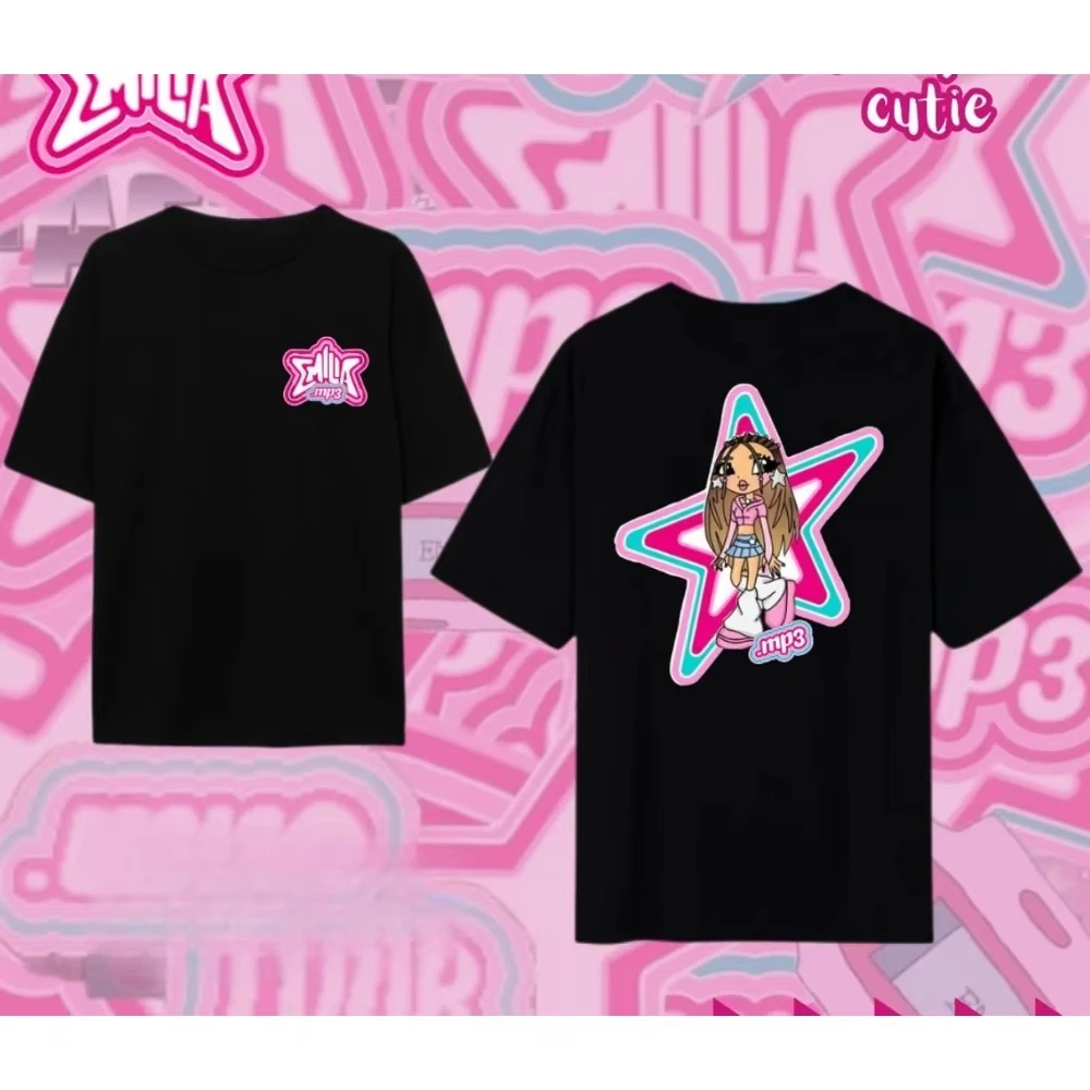 

2025 Summer Cotton T-shirt Women's Fashion Retro Short-sleeved T-shirt Hip-hop T-shirt Top Women's Casual Clothing Oversized Top