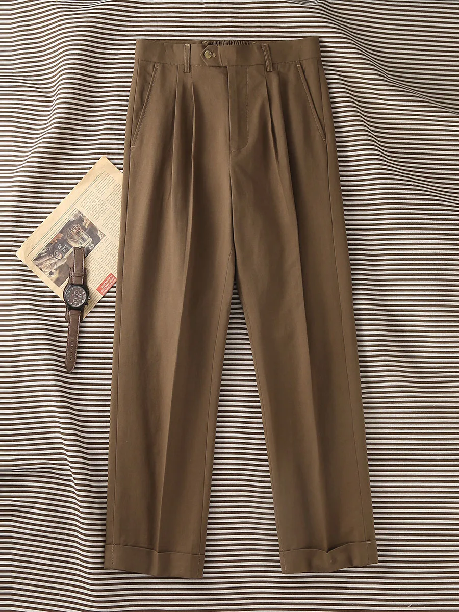 Premium Cotton-Linen Blend Trousers: Timeless Straight-Cut with Drawstring Waist