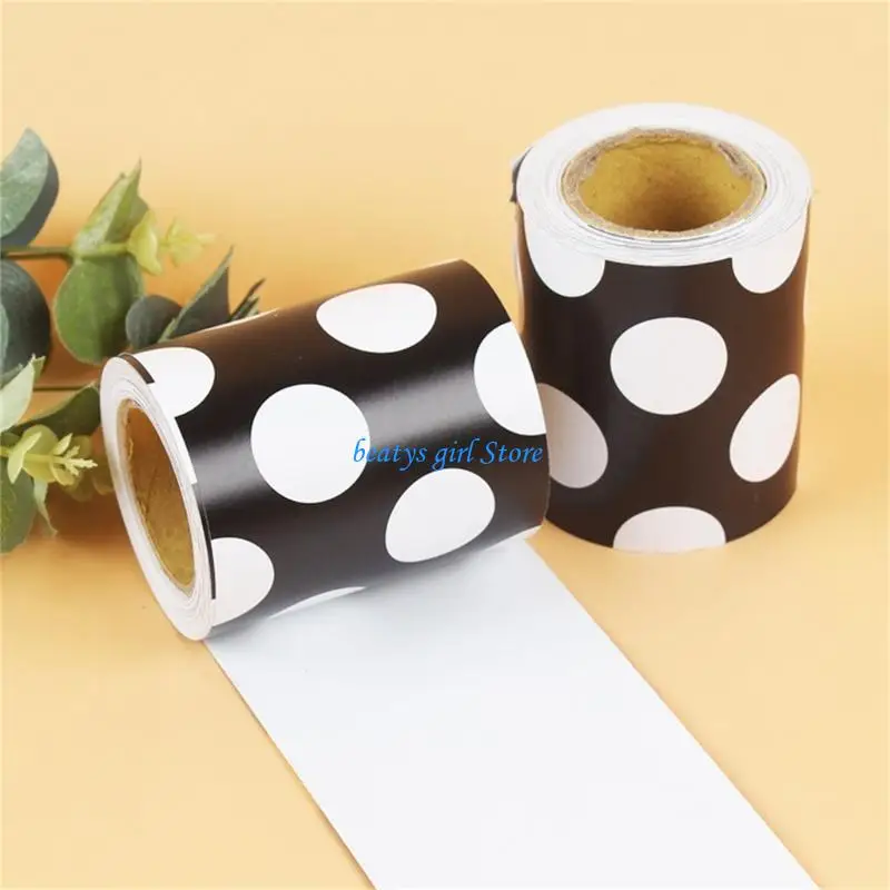 C7AB Bulletin Board Border Trim Sticker for Chalkboard White Black Dots Border