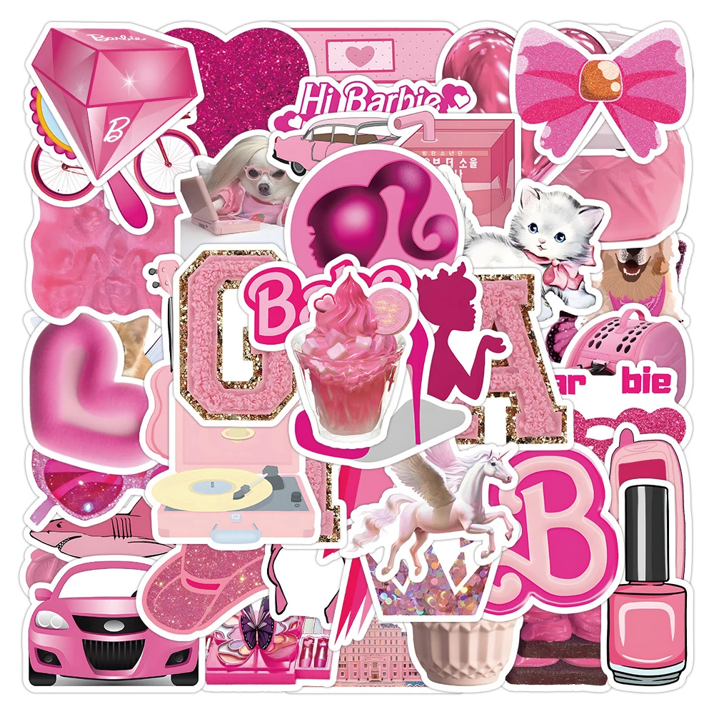 

10/30/50pcs INS Cute Barbie Pink Girl Stickers Aesthetic Decoration Sticker DIY Luggage Phone Case Laptop Kawaii Graffiti Decals