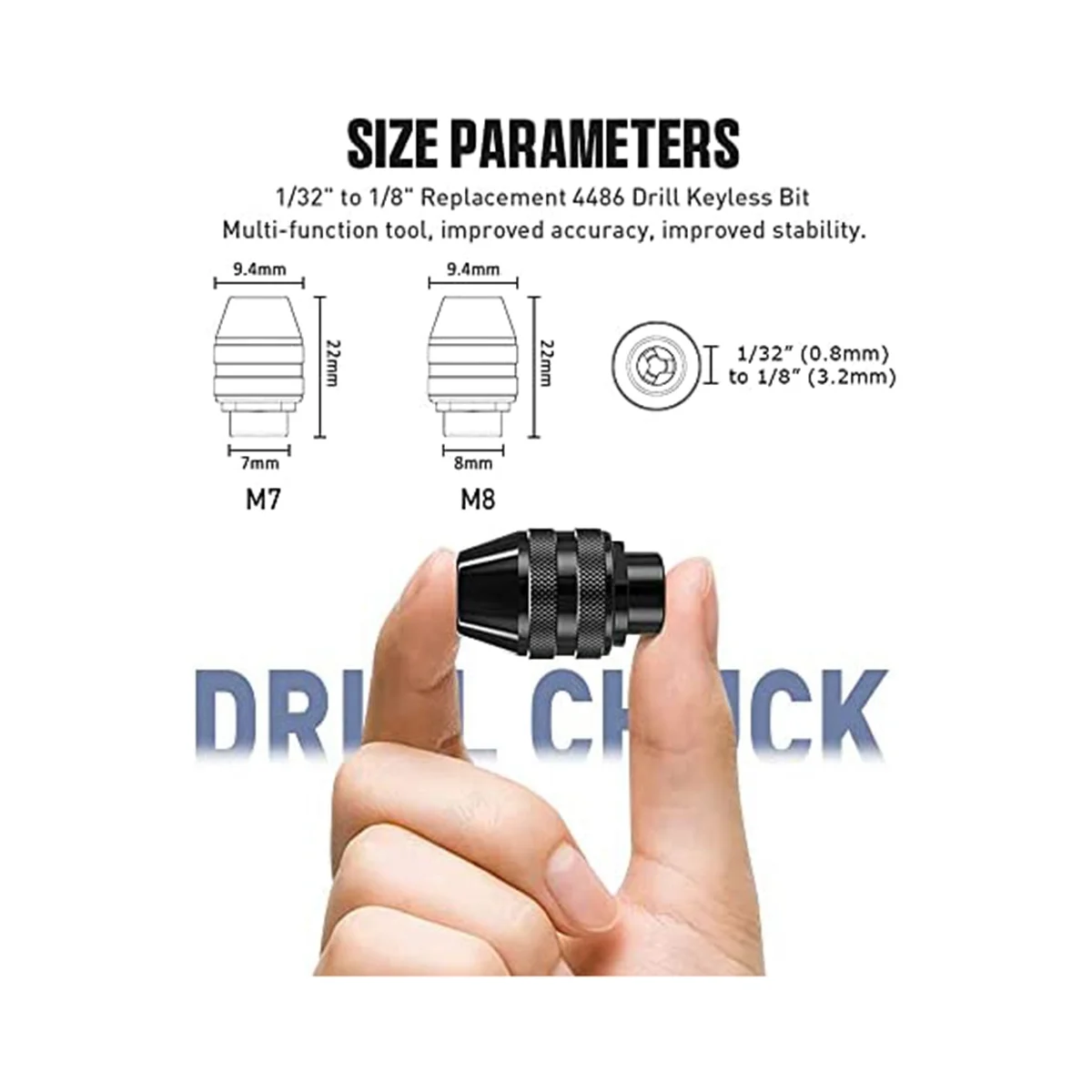 Drill Chuck Collet Set, 28 Pcs Chuck Collet Kit(1/32 - 1/8Inch)Replacement 4486 Drill Keyless Bit 4485 Brass Collet Set
