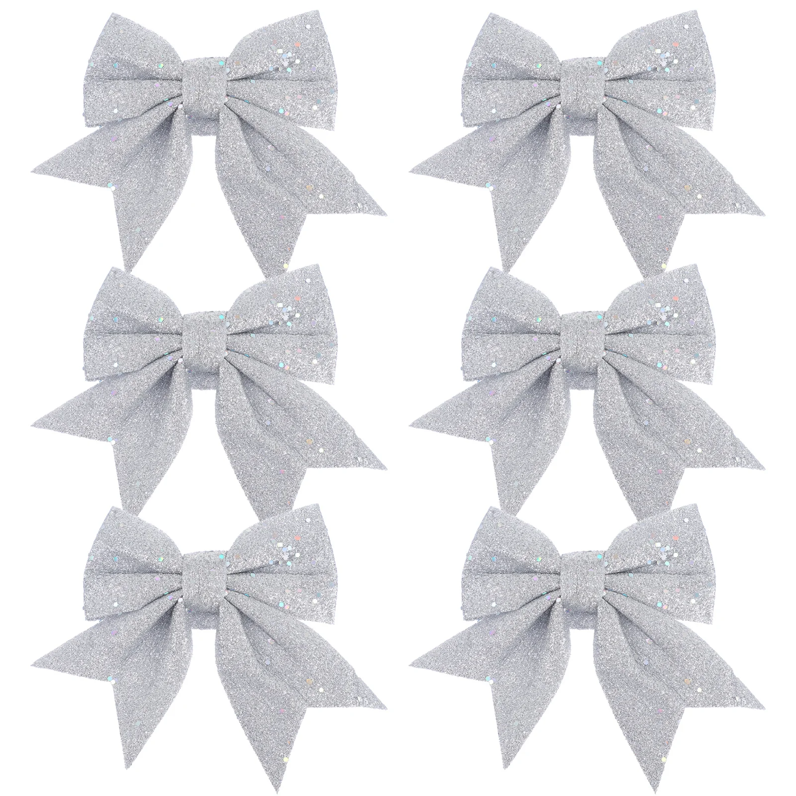 6 Pcs Christmas Bow Pendants Xmas Tree Ornaments Indoor Office Decorations Pearl Cotton Shiny Bow-knot Design