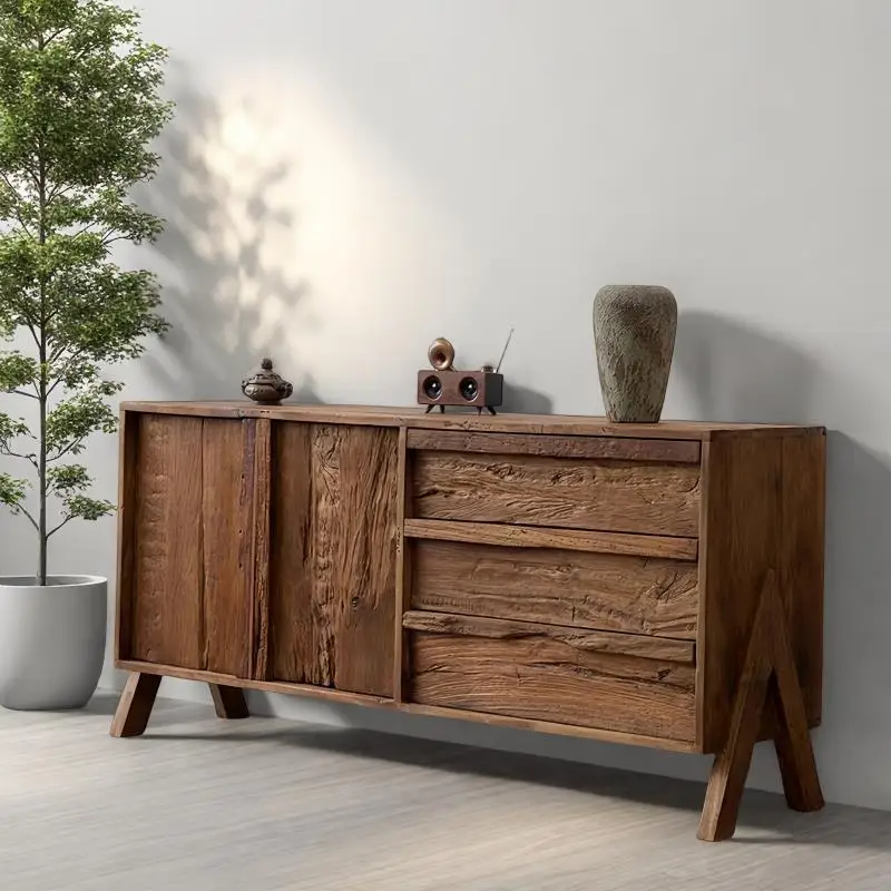 

Wabi Sandy Wind Solid Wood Entrance Cabinet Old Wood Weathered Wood Dining Side